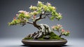 Intricate Floral Bonsai Tree: Berliner Weisse Minimalist Desktop Wallpaper