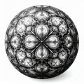 Intricate Floral Pattern In Round Frame With Ornamental Details In Black And White Royalty Free Stock Photo
