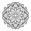 Intricate Flower Coloring Page Tondo Style, Calm And Meditative Design
