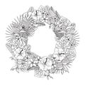 Intricate flower wreath design. Vector illustration decorative design