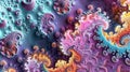 Intricate fractal patterns burst with psychedelic colors, creating a mesmerizing digital artwork, AI Generated