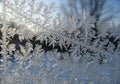 Intricate frost patterns are visible on a window, resembling Royalty Free Stock Photo