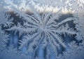 Intricate frost patterns on a window display delicate, feathery Royalty Free Stock Photo
