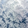 Intricate frost patterns on a window surface display a stunning array of ice crystals, Royalty Free Stock Photo