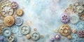 Intricate gear mechanisms on textured background a design element for vintage or steampunk projects. Generative AI Royalty Free Stock Photo