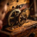 Intricate Gears of an Old Steampunk Machine Royalty Free Stock Photo