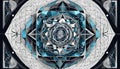 Intricate Geometric Abstract Digital Art in Blue and White