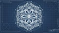 Intricate Geometric Blueprint Design with Abstract Lines and Shapes on a Dark Blue Background Royalty Free Stock Photo