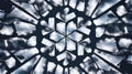 Intricate geometric design created from shattered ice crystals on a dark background. Royalty Free Stock Photo