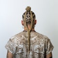 Intricate Geometric Designs: A Genderless Man With Braided Hair Royalty Free Stock Photo