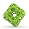 Intricate Geometric Green 3D Object with Cellular Structure on White Background Royalty Free Stock Photo