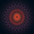 Intricate geometric mandala with a central radiating pattern of intertwining lines. The Royalty Free Stock Photo
