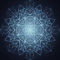 Intricate geometric mandala featuring symmetrical, angular patterns radiating from Royalty Free Stock Photo