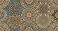 Geometric Mandala Seamless Pattern in Teal and Beige Tones Decorative Background Royalty Free Stock Photo
