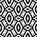 Intricate geometric pattern in classic black and white seamless pattern vector background.