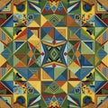 An intricate geometric pattern composed of colorful triangles and Royalty Free Stock Photo