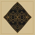 Intricate geometric pattern featuring a black diamond-shaped background with gold Royalty Free Stock Photo