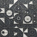 Of circles, triangles, and intersecting lines, forming a complex Royalty Free Stock Photo
