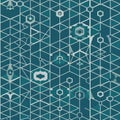 Intricate geometric pattern featuring hexagons and triangles in various shades Royalty Free Stock Photo