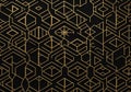 Intricate geometric pattern with gold lines on a black background. Royalty Free Stock Photo