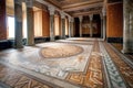 intricate geometric patterns of a roman villas floor mosaic Royalty Free Stock Photo