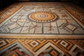 intricate geometric patterns of a roman villas floor mosaic Royalty Free Stock Photo