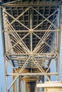 Intricate Geometric Patterns of Steel and Iron Works of the Underside of a Coastal Bowstring Bridge Royalty Free Stock Photo