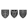 Intricate geometric shield designs in monochrome Royalty Free Stock Photo