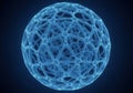 Intricate geometric sphere composed of luminous interconnected triangular patterns Royalty Free Stock Photo