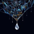 Intricate Geometric Spiderweb Design LowPoly 3D Model with Dew Drops A Stunning Visual Exploration of Natures Geometry Royalty Free Stock Photo