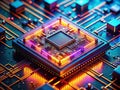 Intricate Glowing Microchip Circuitry A Deep Dive into Advanced Semiconductor Technology Royalty Free Stock Photo