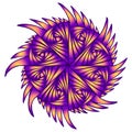 Intricate glowing psychedelic flower motley abstract pattern, neon purple orange gradient color. Pattern isolated