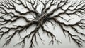 Intricate Gnarled Bare Tree Branches on White Background Royalty Free Stock Photo