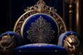 Intricate gold embroidery on a royal blue velvet t Royalty Free Stock Photo