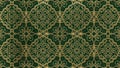 Intricate Gold Geometric Islamic Pattern on a Deep Emerald Green Textured Background with Embossed 3D Effect and Repeating Star Royalty Free Stock Photo