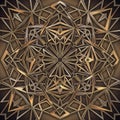 Intricate Gold Metallic Geometric Pattern on Dark Background Royalty Free Stock Photo