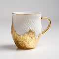 Intricate Gold And White Mug With Shiny Bumpy Texture