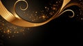 Black background with gold swirls and stars Royalty Free Stock Photo