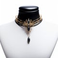 Intricate Golden Choker With Black Stones - Fairy Academia Inspired