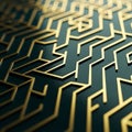 Intricate golden circuit board pattern on a dark background representing advanced technology and Royalty Free Stock Photo