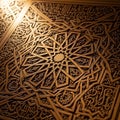 Intricate golden geometric Islamic design with complex carved patterns Royalty Free Stock Photo
