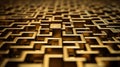 Intricate golden maze with a deep focus, symbolizing complexity, choices, and the journey to a goal. Wealth management
