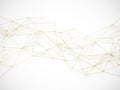 Intricate golden network of interconnected lines and dots forming a complex geometric structure against a clean white background Royalty Free Stock Photo