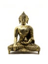 intricate golden statue of buddha meditating in peace