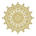 Gothic mandala, intricately designed with golden filigree, floral motifs, and ornate rose window