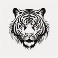 Intricate Gothic Tiger Face Embroidery On White Background