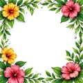 Intricate hand drawn floral wreath frame, lush greenery , border, elegant, frame Royalty Free Stock Photo