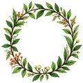Intricate hand drawn floral wreath frame, lush greenery , sketch, frame