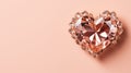 Intricate heart shaped diamond on peach background with generous space for text or design.