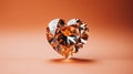 Intricate heart shaped diamond on stunning peach background with generous copy space